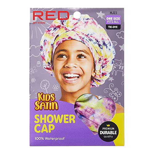 אדום על ידי נשיקת ילדים מקלחת כובע לשימוש חוזר עמיד למים רחיץ שיער כובעי לילדים כובעי מקלחת עבור בנים ובנות