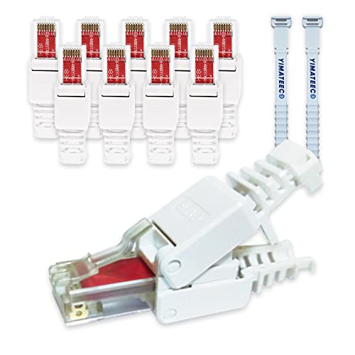 RJ45 CAT7 מחברים מחברים נטולי כלים לשימוש חוזר לתקעי סיום Ethernet המוגנים מחדש עבור כבל UTP SFTP 23AWG, 10 ג'יגה-סיב-ביט
