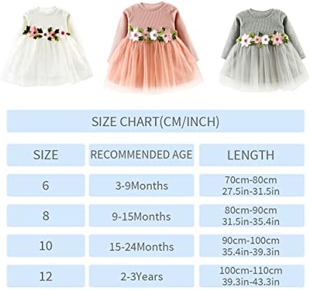 שמלות תינוקות סתיו למשך 3 חודשים -3 בנות, שמלת קיץ שרוול ארוך עם שרוול ארוך עם שמלת יום הולדת ראשונה של פרחים