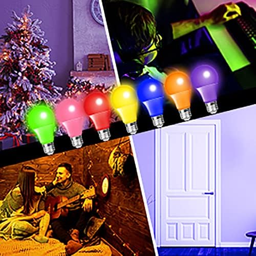 19 נורות צבעוניות, 9 וואט , 26 בסיס לקישוט חג המולד של ליל כל הקדושים מרפסת תאורת בית ברים למסיבות תאורת חג, 4 חבילות