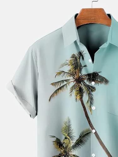 רומבר קיץ מודפס הוואי חולצות לגברים, קצר שרוול חופשת כפתור למטה חולצות