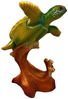 צב ים אלמוגים חיתוך עץ צבע 5 פסל פסל פסל ירוק אוקיינוס ​​עיצוב ימי