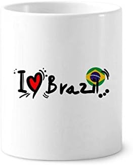 אני אוהב דגל מילה ברזיל אהבה איור לב מברשת שיניים מחזיק עט ספל קרמיקה עמדת עיפרון