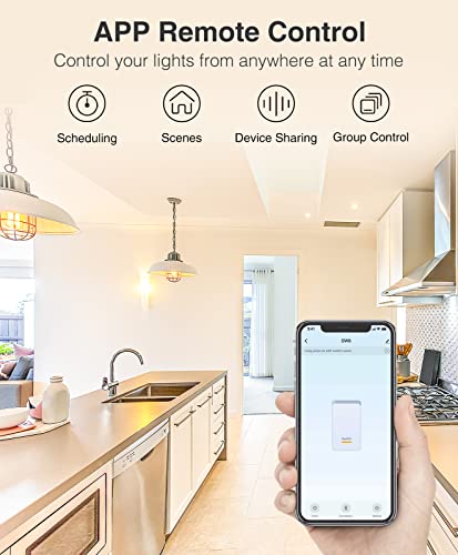 Ghome Smart Smart 3 דרך חכמה, מתג אור Wi-Fi תואם ל- Alexa ו- Google Home, חוט ניטרלי נדרש ， 2.4GHz טיימר, התקנה 3 כיוונית