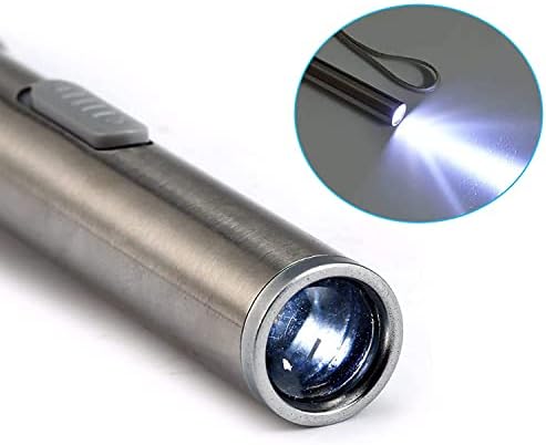 פנס אור יואנטואן עט, פנס נטען LED נטען סופר בהיר עם קליפ נירוסטה וכבל USB לקמפינג ביתי בחוץ וחירום - כסף