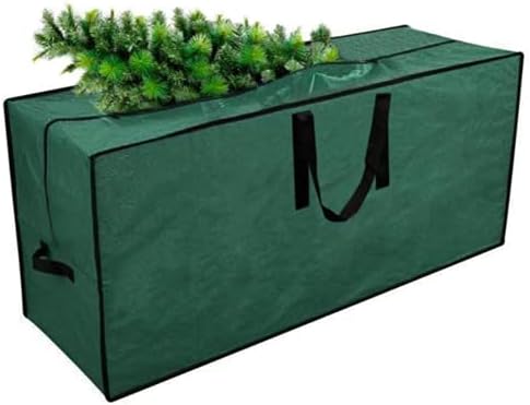 תיק עץ חג המולד תיק אחסון גדול עמיד בפני אבק ועמיד למים תיק ארוג נע, ירוק 122 על 38 על 51 סנטימטר,