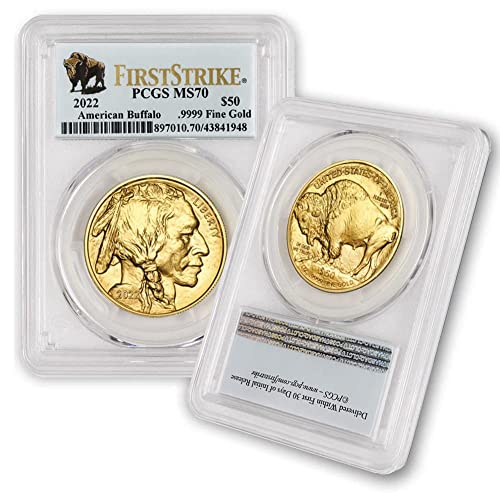 2022 1 גרם מטבע באפלו זהב MS-70 $ 50 מנטה מנטה PCGs