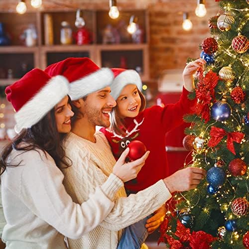 לינאי 3 חבילה חג המולד סנטה כובעים למבוגרים-נוסף לעבות קטיפה סנטה קלאוס כובעי נשים גברים פלאפי קטיפה חג המולד