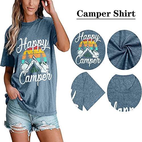 חולצת טריקו של קמפר שמח נשים מטילות בהרפת הרפתקאות אימון חידוש מצחיק אומר חולצה אתלטית גרפית חמודה