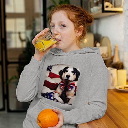קפוצ'ון פליס פטריוטי לילדים פטריוטיים אמריקאים - קפוצ'ון לילדים הדפס כלבים - קפוצ'ון דגל ארהב לילדים
