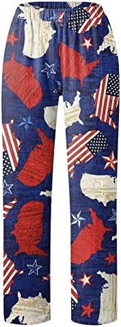 גבוהה מותן מכנסי טרנינג נשים נשים מקרית עצמאות יום אמריקאי דגל הדפסי מכנסיים מכנסיים נשים מקרית גבוהה