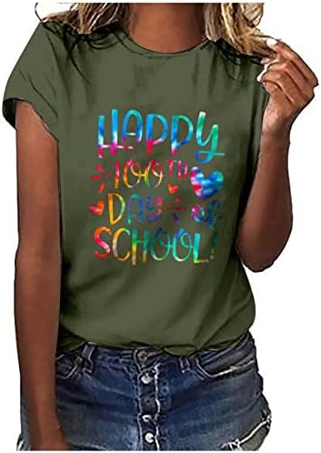 חולצת שרוול קצר של בנות נוער סתיו קיץ טרנדי צוואר צוות כותנה פרחוני גרפי חולצת טי חולצת טי לנשים ד2