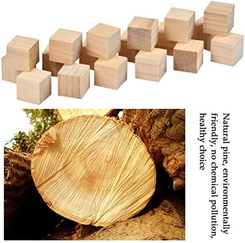 קנה 120 יחידות קוביות עץ מרובעות, קוביות עץ ריקות בגודל 1 אינץ ' קוביות עץ קוביות מוצקות טבעיות למלאכות ויצירות
