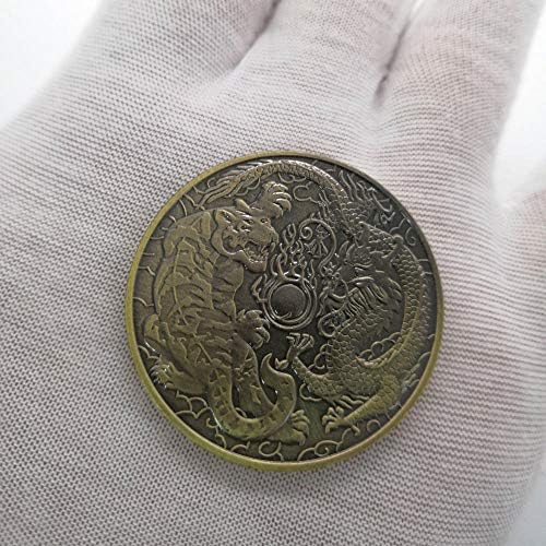 נלחם בין דרקון למטבע זיכרון נמר מטבע סין תרבות מטבעות אספנות קישוטי ביתי ברונזה עתיקים
