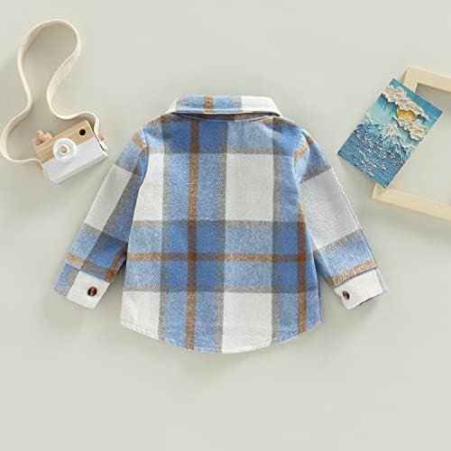 פעוטות בנים תינוקות ילדה שרוול ארוך כפתור משובץ מעיל חולצה ז'קט ילדים קטנים פלנל מעילי דש דש בגדי סתיו