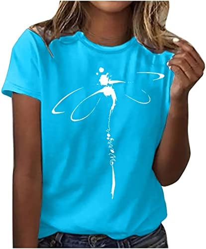 חולצת טיז גרפית חמודה לנשים קיץ מזדמן קיץ מצחיק שפירית מודפסת שרוול קצר עגול חולצות חולצות חולצות חולצות
