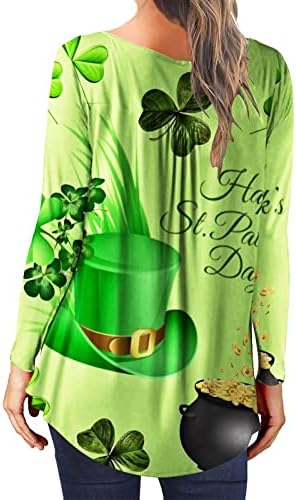 חולצות Shamrock לנשים שרוול ארוך St Patricks Day Gnomes מעלה טיזים גרפיים חולצות מתאימות רופפות לחותלות