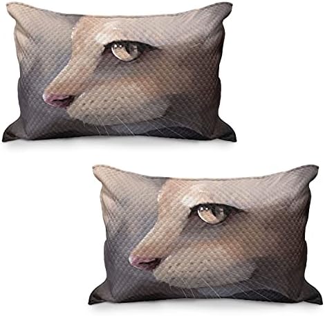 כרית כרית מרופדת של Ambesonne Cat, איור דיוקן חתול קיטי זום פנים פנים עיניים גדולות שורמים מיאו עיצוב עכשווי, כיסוי כרית