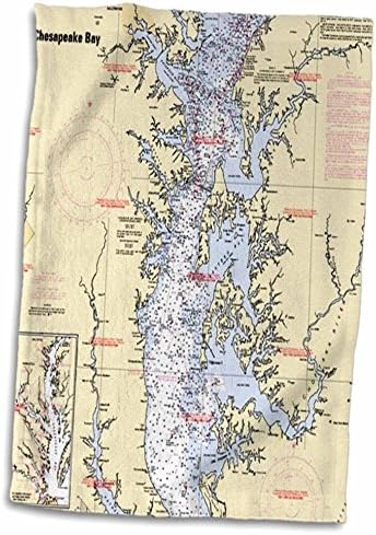 3drose - פלורן - עיצוב מפה ימי - הדפס של תרשים ימי צ'סאפק מפרץ - מגבות