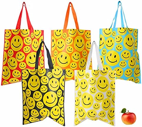 Prinity Mulky 25 חבילה של חיוך שמח פנים טוטות קניות לשימוש חוזר או שקיות מתנה