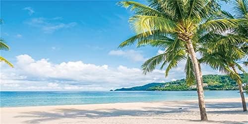 יייל 20 על 10 רגל קיץ טרופי חוף צילום תפאורות חוף ים אי עצי דקל כחול שמיים לבן עננים טבעי רקע עבור הוואי אלוהה