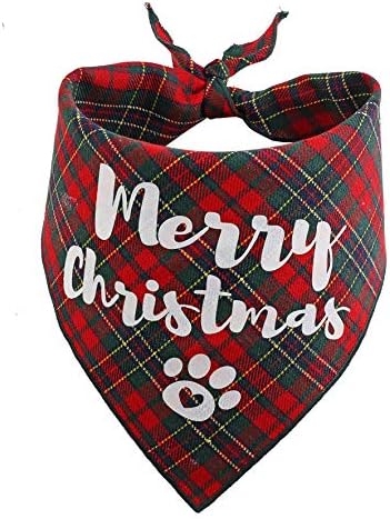 בנדנות לחג המולד לכלבים, 3 חבילות משובצות מחמד בנדנה לכלבים גדולים בינוניים
