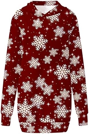 שמלת קפוצ'ון של Badhub לנשים 2022, שמלת ברדס לחג המולד של נשים טוניקות שרוול ארוך טוניקות סווטשירטים שמלות סוודר עם כיס