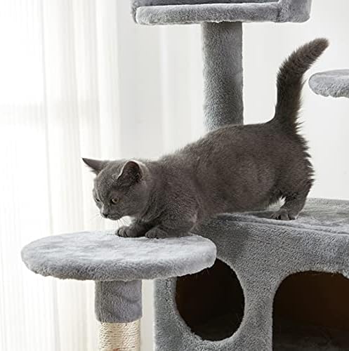 חתול עץ, 52.76 סנטימטרים חתול מגדל עם סיסל מגרד לוח, חתול עץ לחתולים מקורה גדול עם מרופד פלטפורמה, 2 יוקרה דירות,