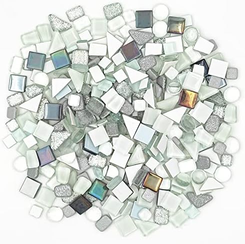 1.1 קילוגרם צבע מעורב אריחי זכוכית פסיפס גבישים לא סדירים למלאכות, צורות שונות בתפזורת חתיכות זכוכית פסיפס קטנות לקישוט