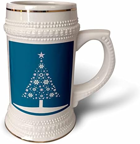 עץ חג המולד של שלושת פתיתי שלג וכוכבים על מיקנוס כחול - 22oz שטיין ספל
