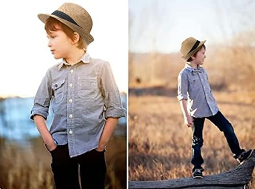 ילדים-קש-כובע פדורה פעוט קיץ תינוק שמש כובע טרילבי כובע שמש הגנה 2 כדי 5 שנים