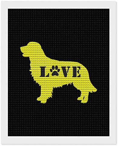 זהב רטריבר אהבת כלב כפה מותאם אישית יהלומי ציור ערכות צבע אמנות תמונה על ידי מספרים עבור בית קיר קישוט 16 איקס20