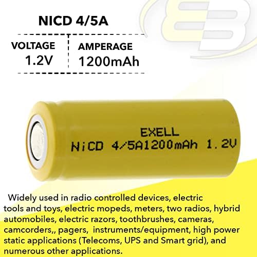 20x Exell 4/5a 1.2V 1200mAh NICD שטוח סוללות נטענות עליונות ליישומים סטטיים בעלי הספק גבוה, טוסטוסים חשמליים,