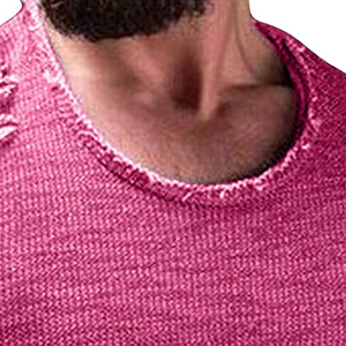 צבע מוצק לגברים דק-כושר חולצת טריק
