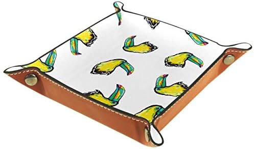 דפוס טוקאן צהוב ציפורים מגש מיטה עור מארגן מיטה קוביות מגש שולחן כתיבה
