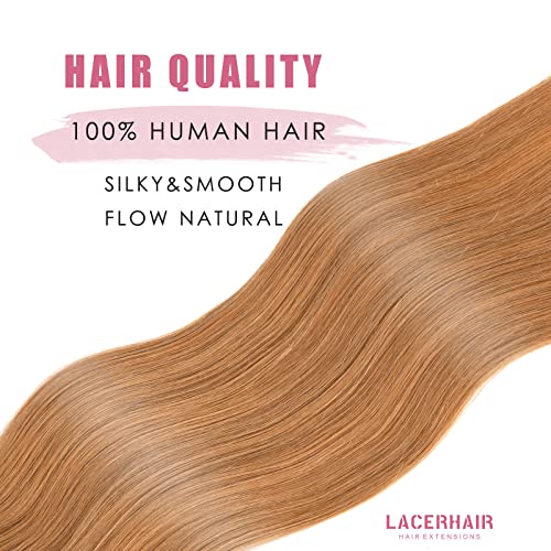 לייסר שיער טבעי חוט הרחבות לנשים אמיתי שיער ערמוני בלונד 20 אינץ ארוך אמיתי שיער חוט הרחבות שיער טבעי משיי ישר רך שיער עם