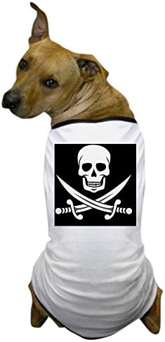 גולגולת קפה וחרבות ג'ולי רוג'ר כלב חולצת טריקו כלב, בגדי לחיות מחמד, תחפושת כלבים מצחיקים