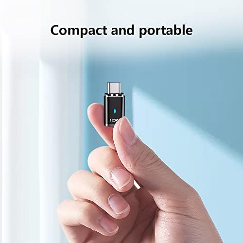 Sheeast Magnetic USB C מתאם זווית ימנית זווית לבנה + USB C מתאם מגנטי ישר -3 טיפים 120W טעינה מהירה 5PIN 480MBPS TRANDSISSION