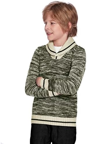 סוודר צווארון צעיף סרוג של בנים שרוול ארוך סוודרי צוואר אופנה לילדים 4-13 שנים