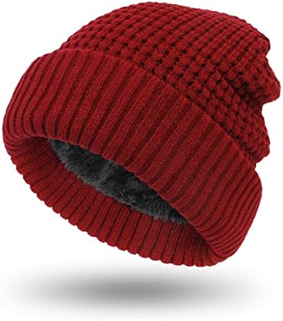 כפת כובע לנשים גברים חורף כובע צמר מרופד סקי רפוי גולגולת כובע