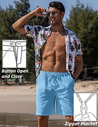 קופנדי גברים של פשתן קצר אלסטי מותניים שרוך מזדמן קיץ חוף מכנסיים קצרים