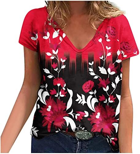 סתיו קיץ טי נשים בגדי שרוול קצר צווארון כותנה פרח חולצה גרפית לבנות ח1 ח1