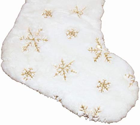 גרבי חג המולד של MRXLWHOME, קטיפה לבנה בגודל 18 אינץ