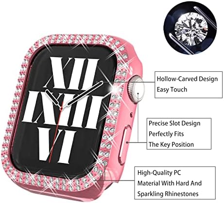 Fullife 3-Pack Crystal Crystal Rhinestone פגוש עם מארז שעון Apple לסדרה 6 5 4 SE Bling Face Cover מסגרת נוצצת