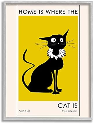 הבית של Stupell Industries Home's Cat נמצא ביטוי חתול אופנה מצחיק, עיצוב מאת Ayse Gray Framed Art Art, 11 x 14, Off- לבן