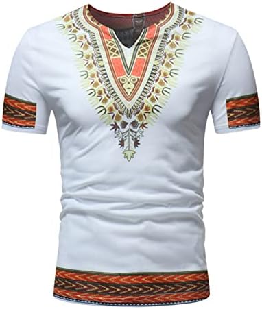 גברים דשיקי אפריקני חולצה שחורה שחורה לבנה שרוול קצר אפריקה חולצה שבטית חולצה נ 'הצוואר הדפס פרחוני מסורתי