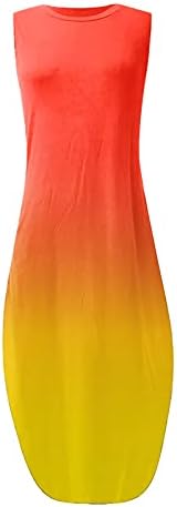 שמלות פרגיות לנשים 2022 שמלת טנק ללא שרוולים עם שיפוע עם שרוולים עם כיס צוואר עגול שמלת מקסי קיץ רופפת רופפת