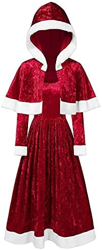 אקליאן חג המולד כיפה אדום תלבושות נשים של קטיפה שמלת סלעית קייפ סט צמר פיות תלבושות המפלגה קוספליי