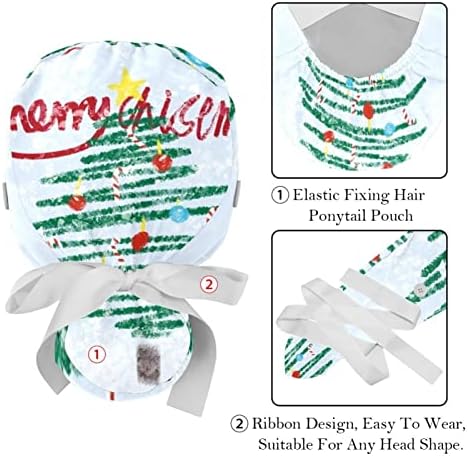 כובע עבודה עם כפתורים וקשרי סרט לנשים 2 חבילות עץ חג המולד פעמון פעמון מתכוונן יוניסקס כובעים כובעים