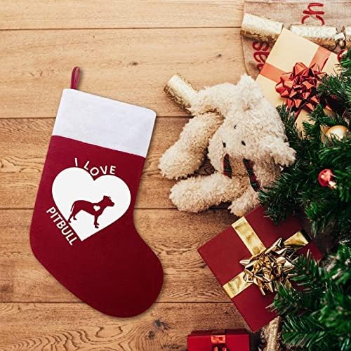 אני אוהב את כלב פיטבול אדום חג המולד של חג המולד של חג המולד קישוטי הבית לאח עץ חג המולד גרביים תלויים